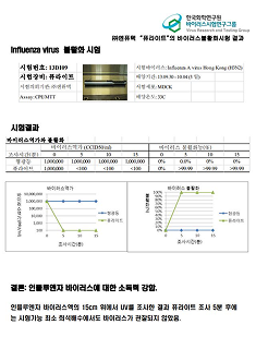 인플루엔자 바이러스 살균효과